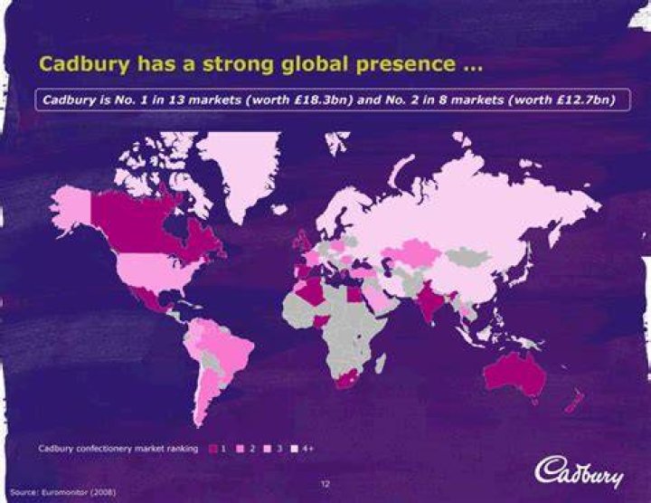 How many countries does Cadbury operate in 2021?